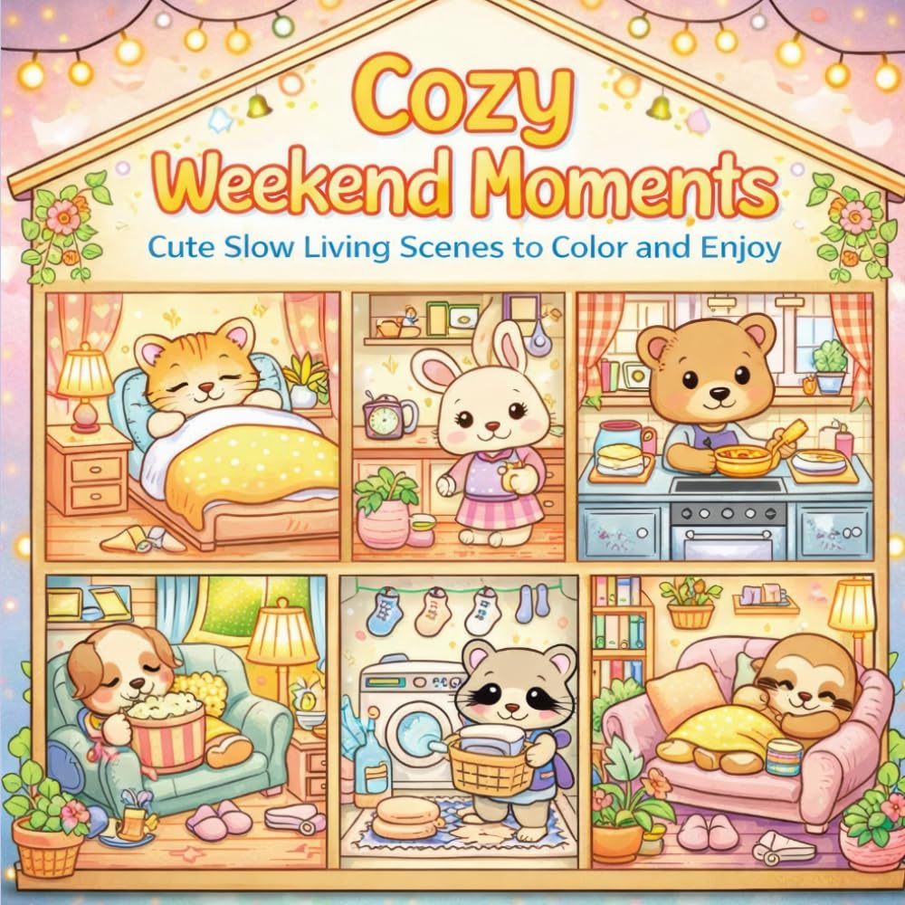 Cozy Weekend Moments: Cute Slow Living Scenes to Color and Enjoy