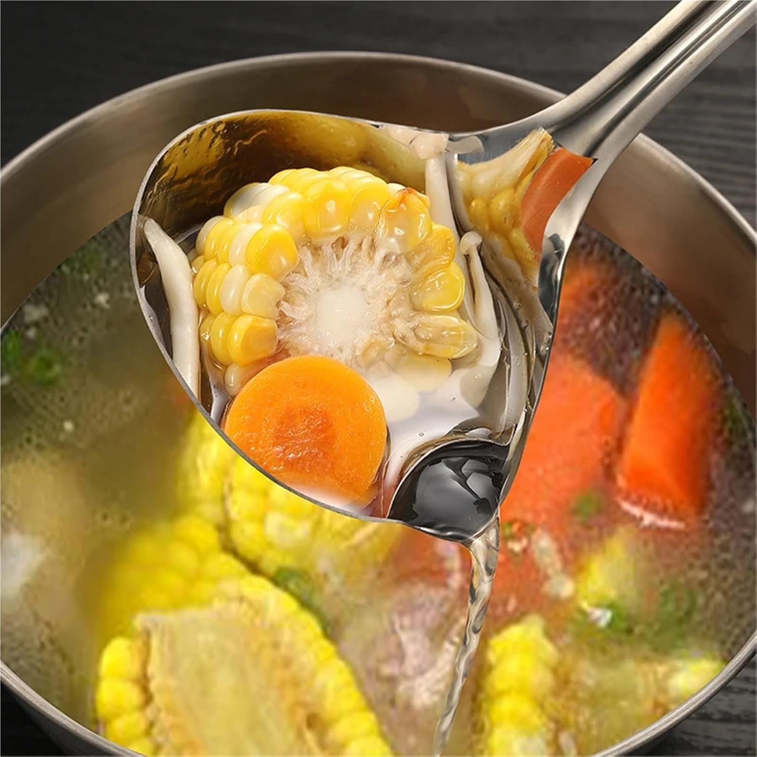 Stainless Steel Soup Fat Oil Separator Ladles Skimmer Spoon Colander For Kitchen With Heat Insulation Anti-scalding