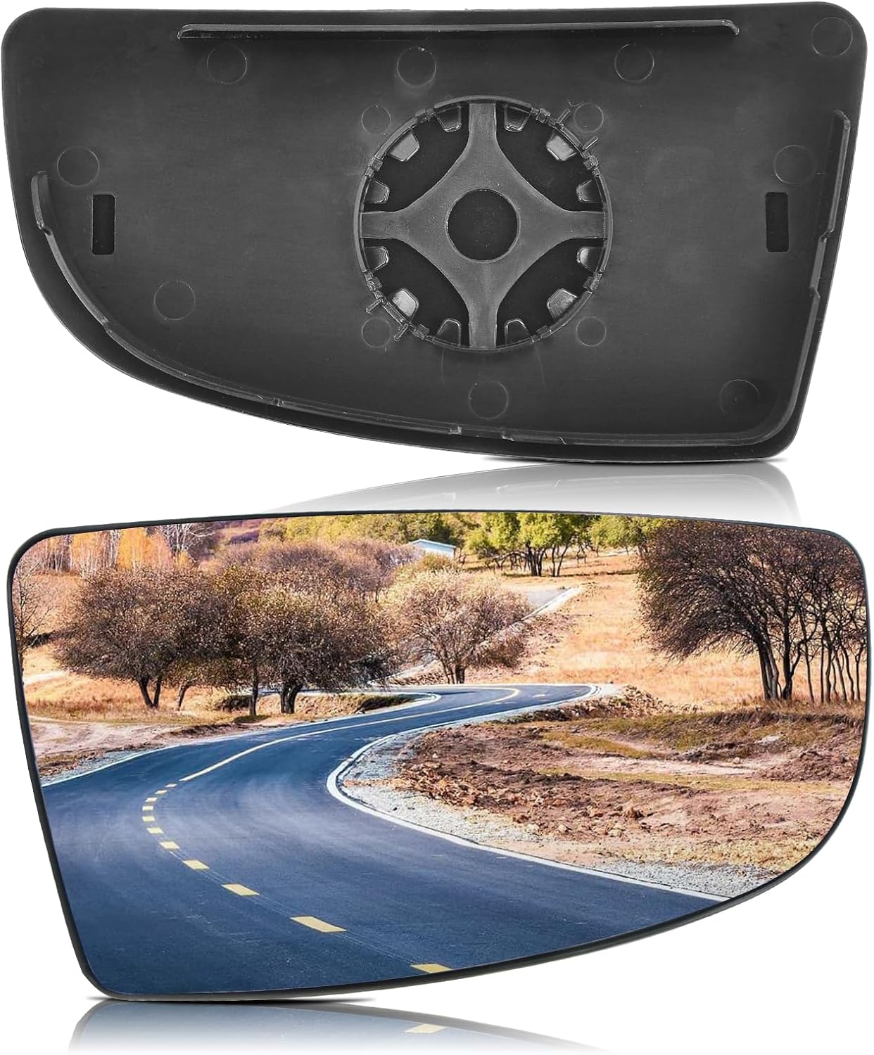 TOP-MAX Passenger Right Side Lower Mirror Glass Replacement for Ford Transit 150 250 350 MK8 2014 2015 2016 2017 2018 2019 2020 2021 2022 2023 with Plate