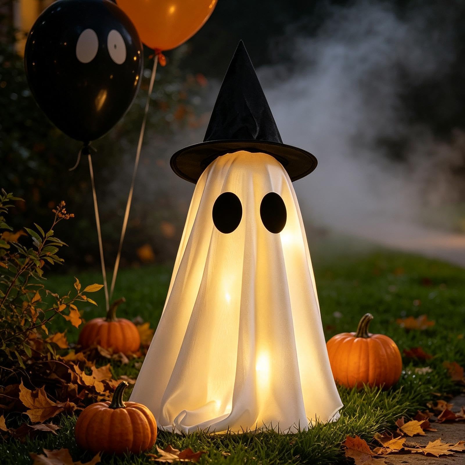 Decorazione Fantasmi Luminosi Halloween Fantasma Spaventoso con Cappello da | Decorazioni Halloween da Esterno Per Cortile Giardino Prato Portico Finestra Casa Ufficio Patio All'Aperto