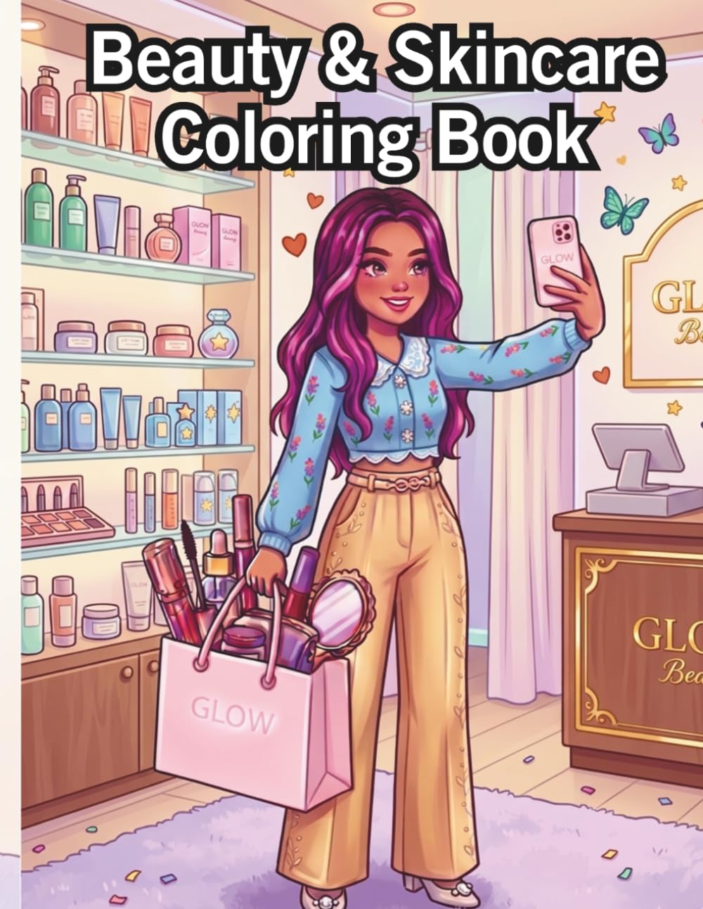 Glow & Glam Vol.2: Viral Beauty & Skincare Coloring book: Trendy Makeup, Lip Gloss, Aesthetic Phone Cases, Self-Care Girls & Cozy Glam Scenes for Stress Relief (Glow & Glam Studio)