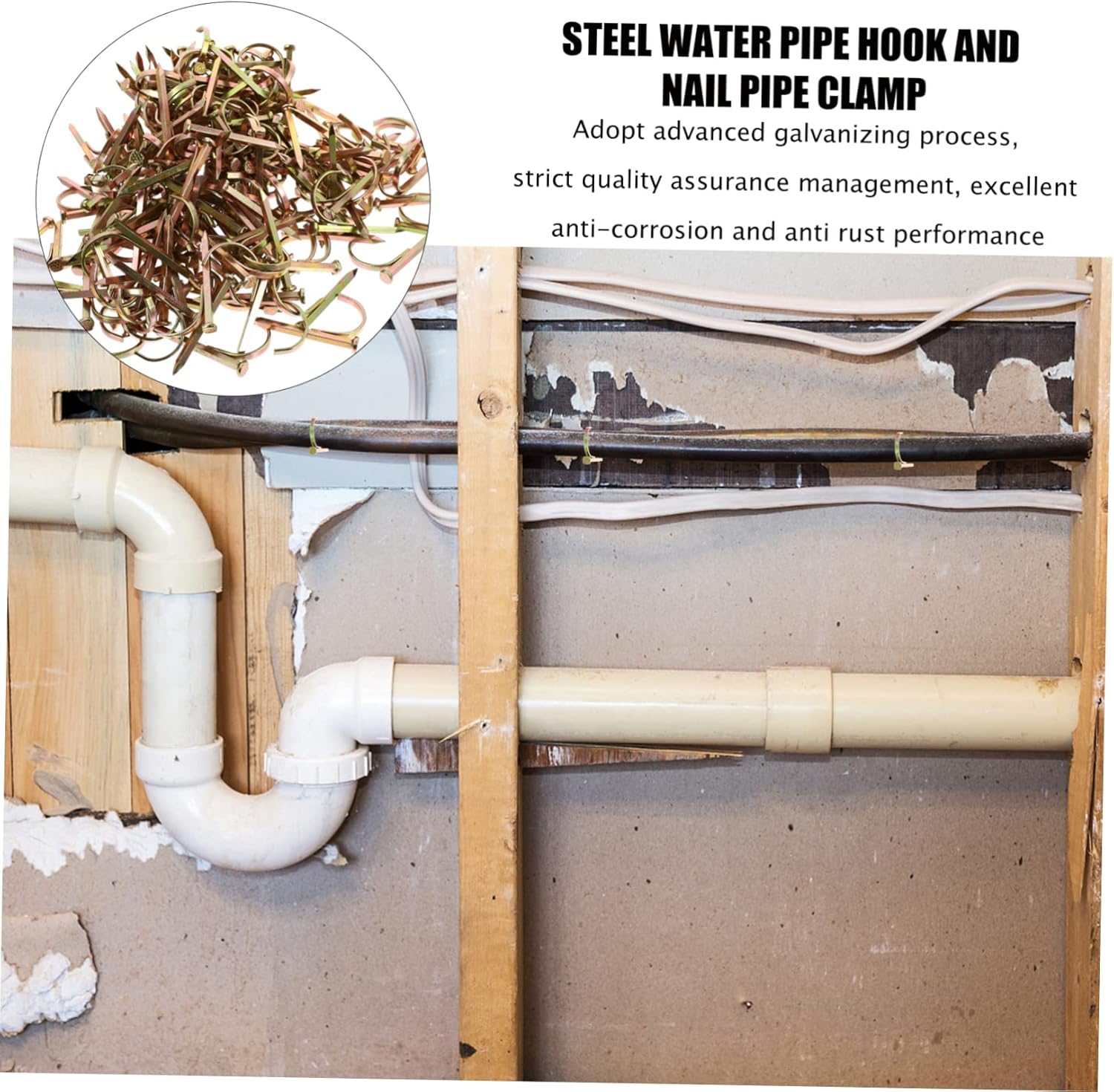 UPKOCH 1bag Steel Tube Support Hook Nails Easy Install Anti- Durable Holder for Pex Cpvc Surfaces Random Color