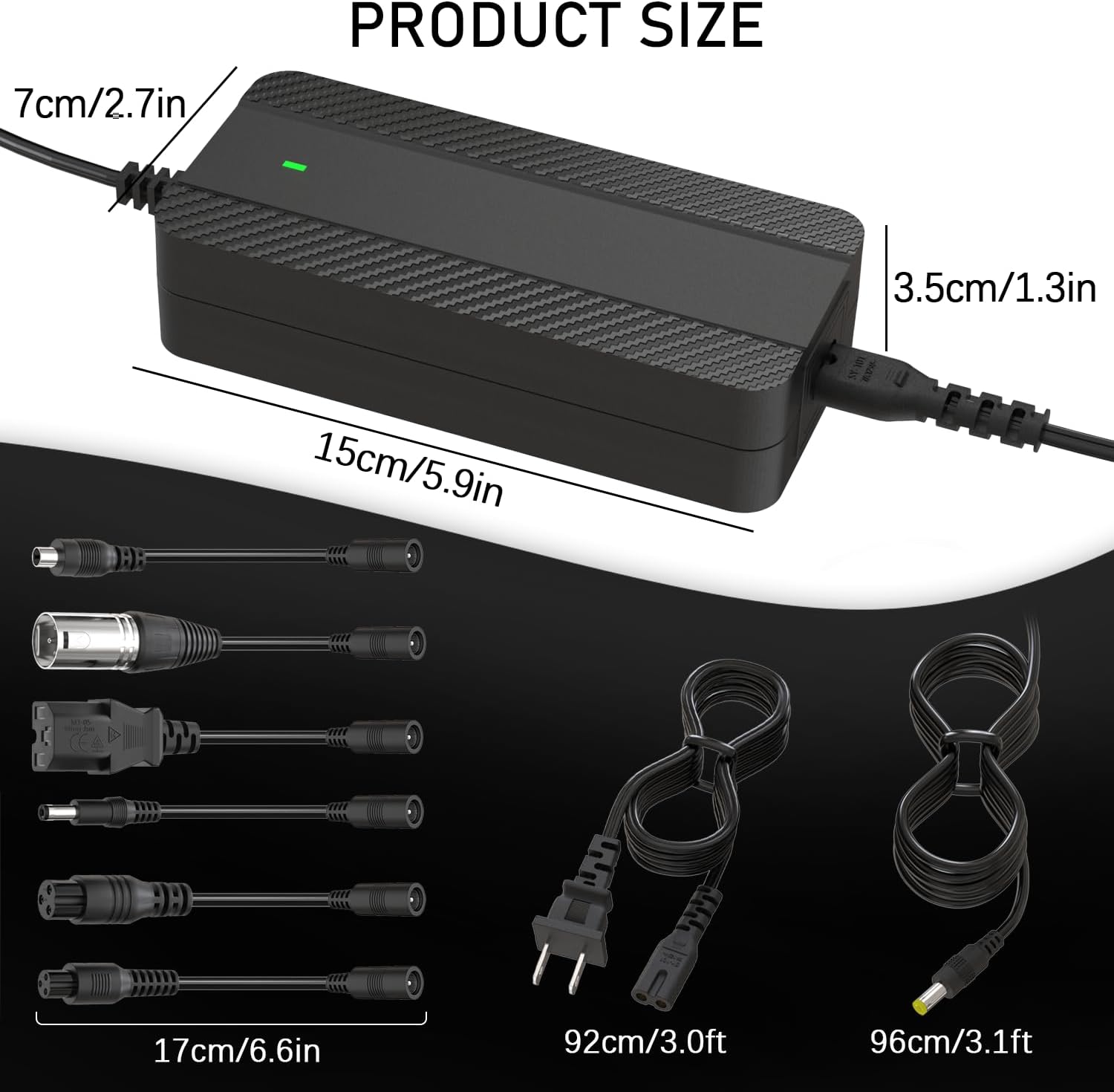 ETL Certified 54.6V 2A Electric Bike & Scooter Charger, 7-in-1 Universal Charger for 48V 13S Lithium Battery, Compatible with Razor, Gotrax, Jetson, Ninebot, Segway and More, Fast & Safe Charging