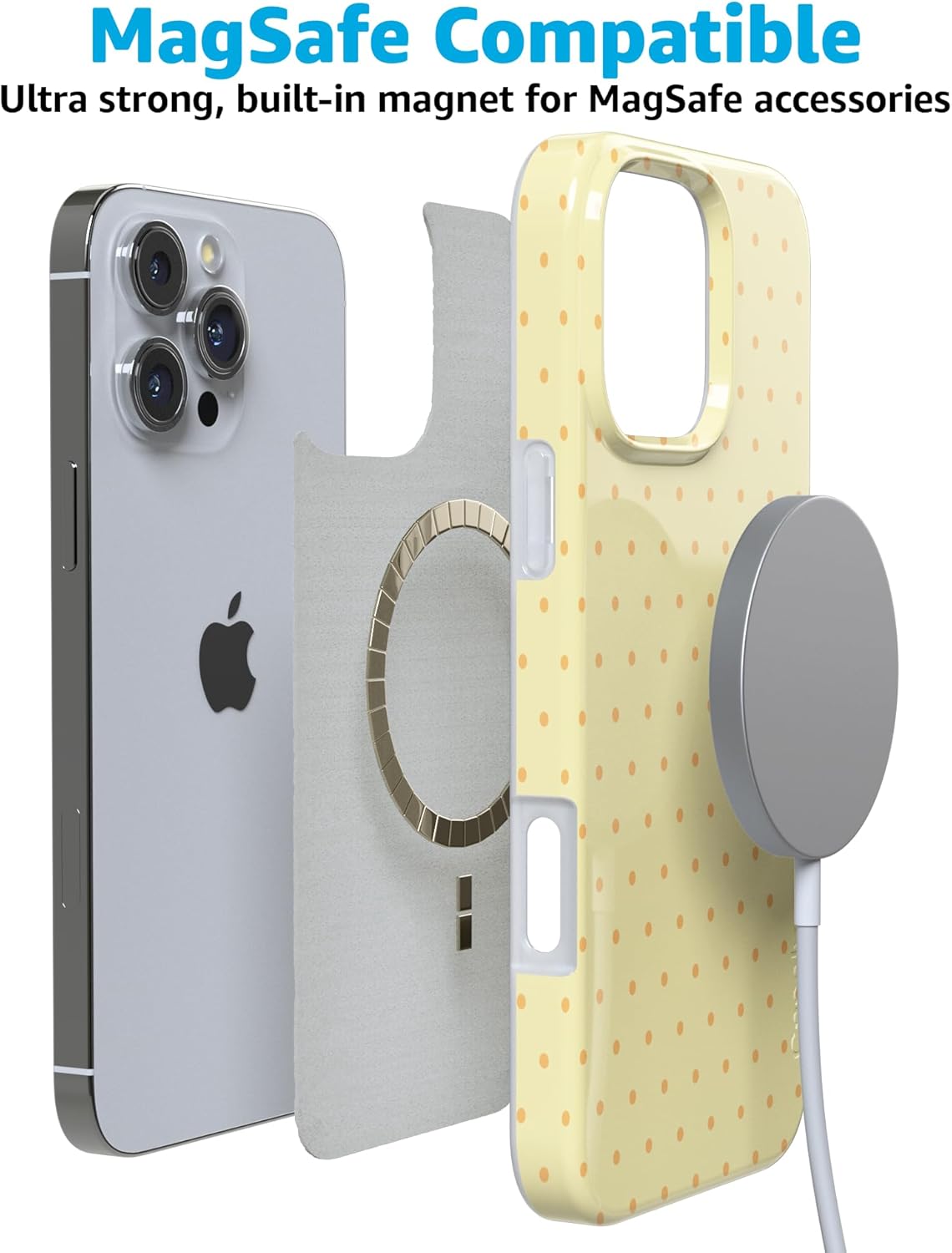 Casely iPhone 16 Pro Max Case | On the Dot | Yellow Polka Dot | Compatible with MagSafe | Classic Ultra Thin Design