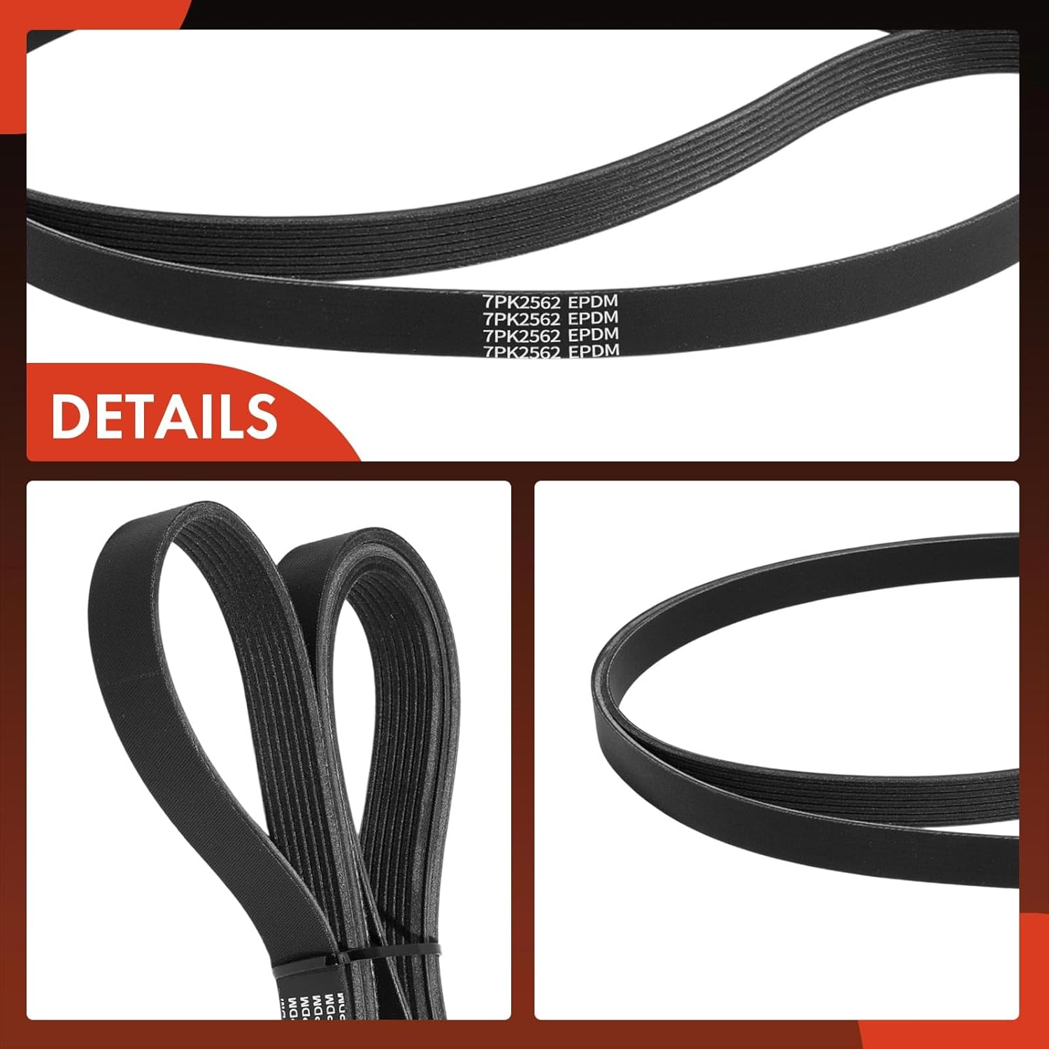 A-Premium Serpentine Belt 100.86 In For Dodge & Chrysler Cars - Ram 2500 1997-1998/2000-2002, Ram 3500 1997-1998/2000-2002, Durango 2004-2008, Aspen 2007-2008