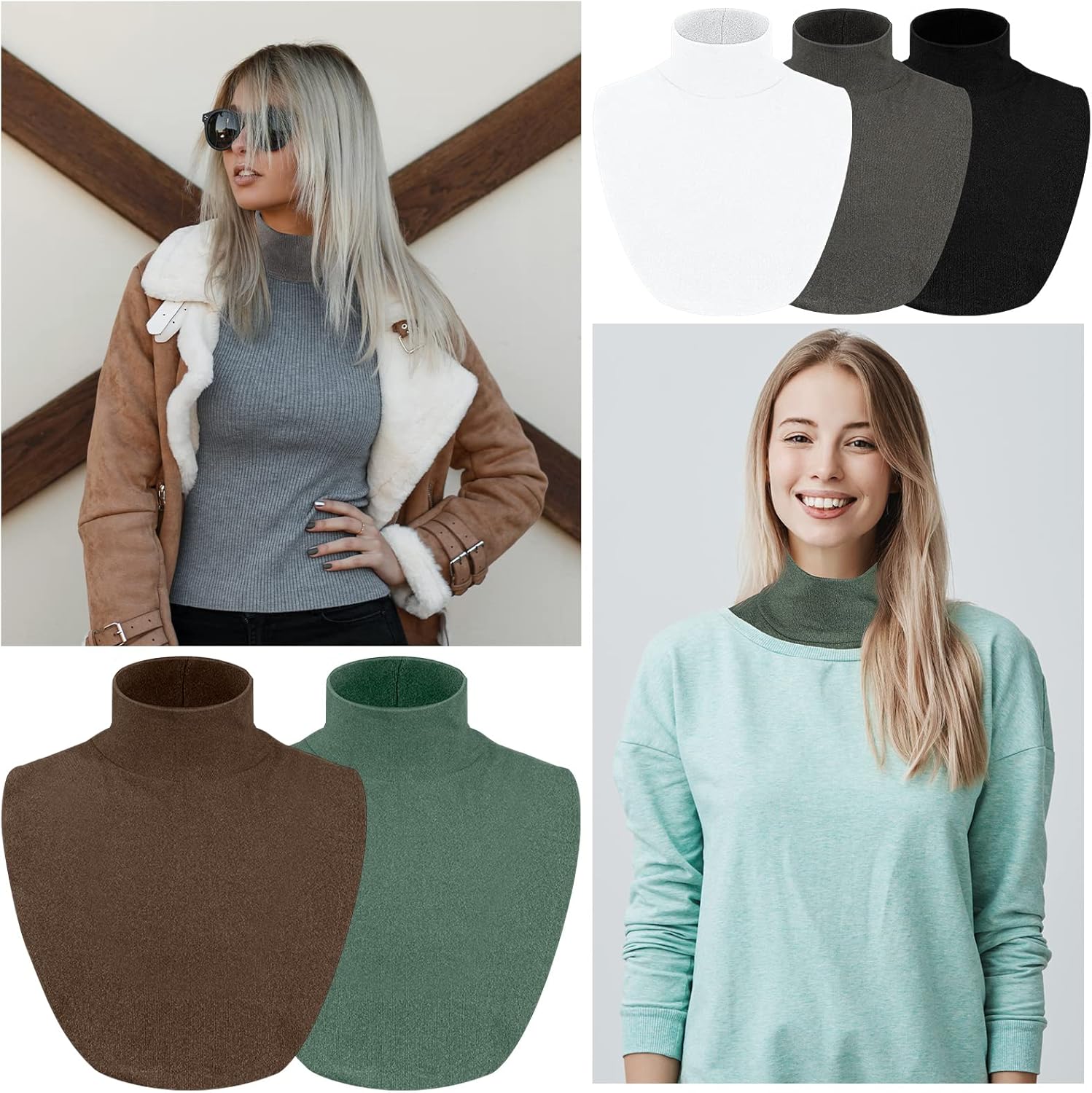 5 Pieces Fake Turtleneck Collars Detachable Dickey Collar Half Top Mock Blouse False High Warmer Turtle Necks for Women - Image 6