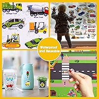 Vista 4 de ASTARON 88 Piezas Libro de Calcomanías de Vehículos para Niños Pequeños, Libros de Calcomanías 3D Reutilizables Actividades de Viaje por Carretera