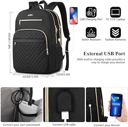 Miniatura 3 de Mochila para computadora portátil para mujer, mochila escolar para adolescentes, niñas, bolsa de libros USB para universidad, estudiantes,