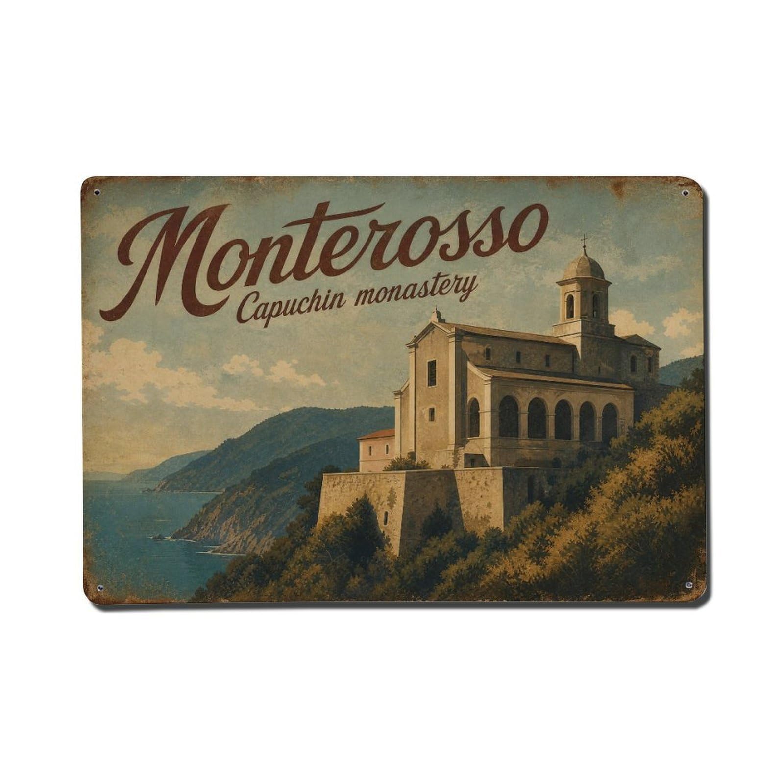 Metal Tin Sign Monterosso Vintage Travel Italy