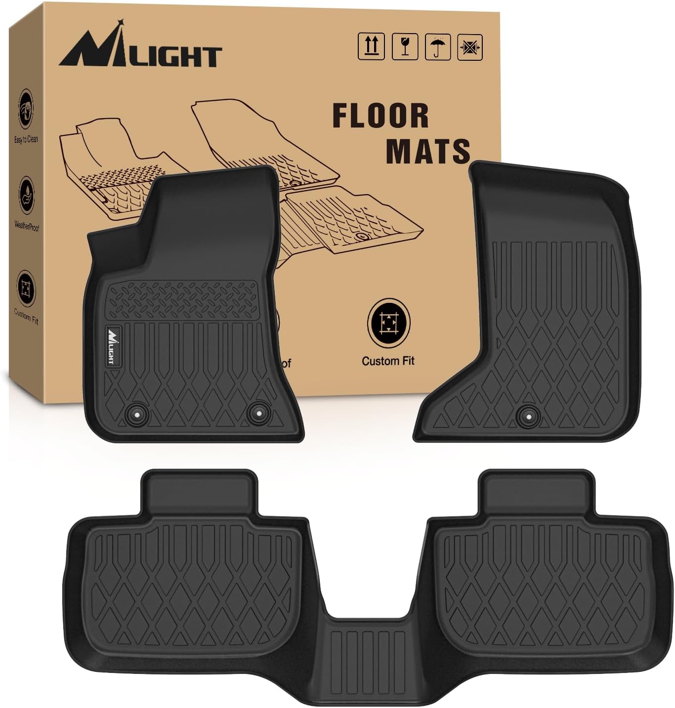 Nilight TPE Floor Mats for Dodge Charger AWD Chrysler 300 AWD 2011 2012 2013 2014 2015 2016 2017 2018 2019 2020 2021 2022 2023, All Weather Custom Fit Heavy Duty Floor Liners