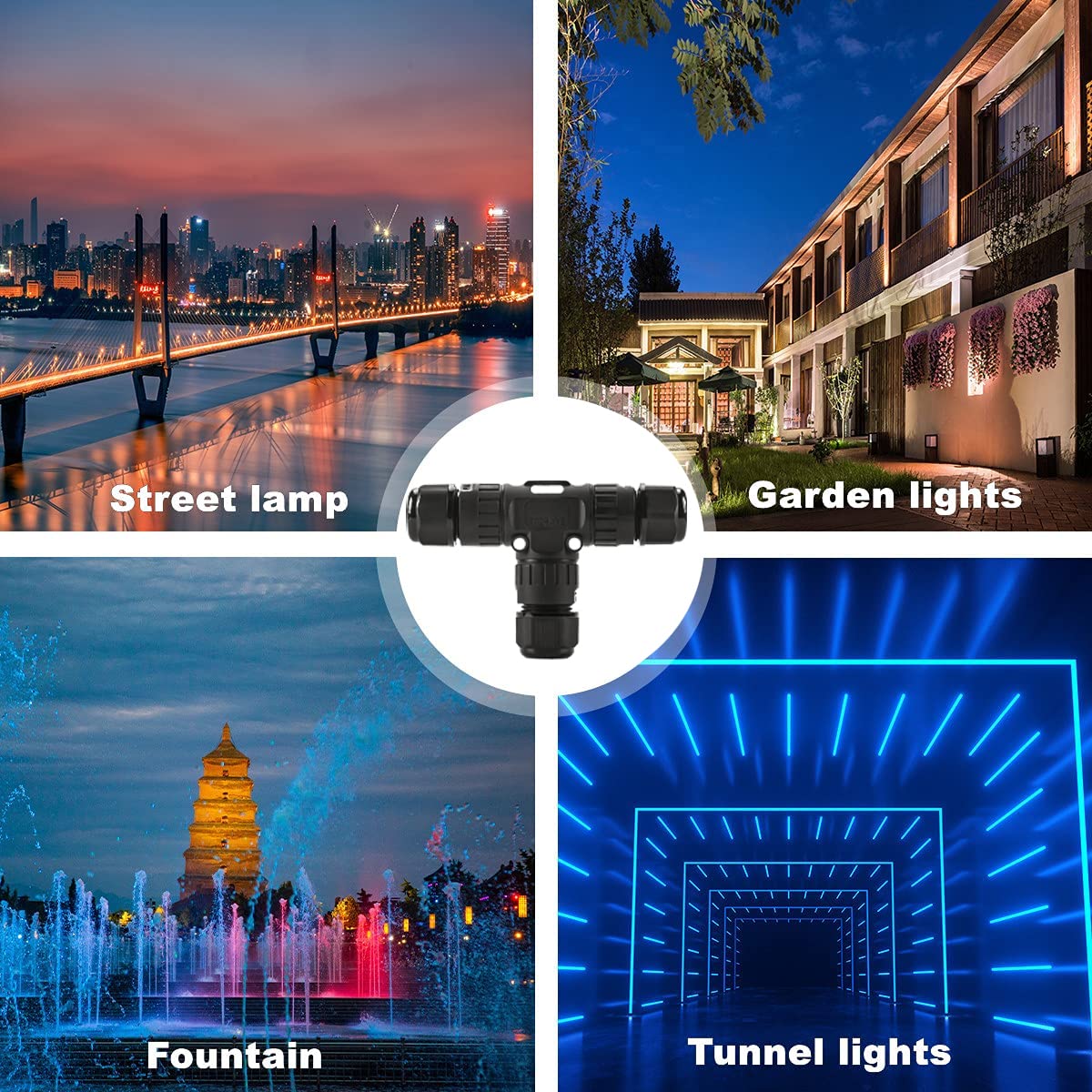 Waterproof IP68 Electrical Junction Box, 2Pcs 3Way 3Pin Underground Quick Installation Electrical Boxes Cable Connector Outdoor Junction Box Wire Range for 59mm, Use for Billboards,Tunnel Lights