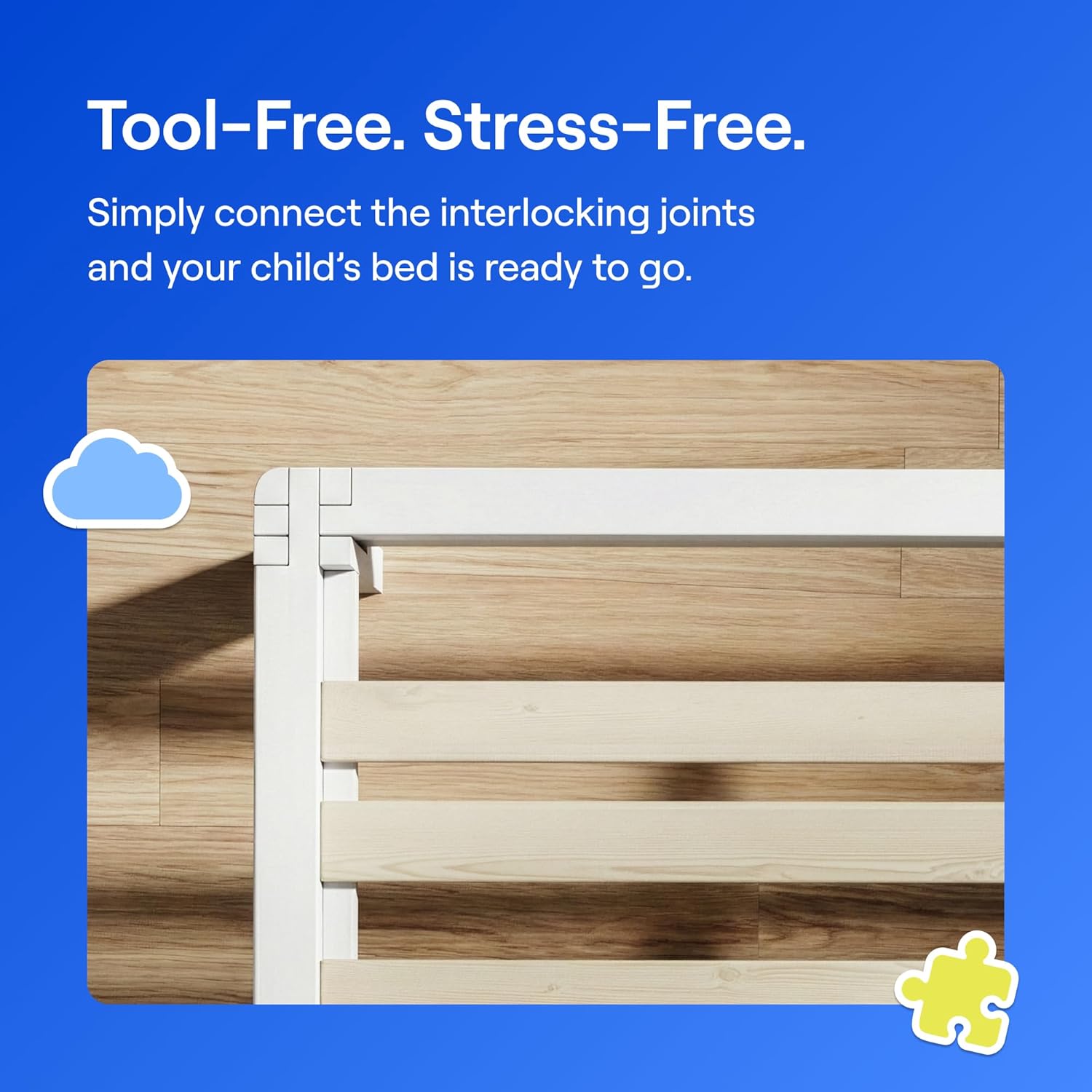 Nectar Kids Bamboo Platform Bed Frame - Twin - White - 12” Height - Easy Tool Free Set Up - Durable & Kid-Friendly - Sturdy Wooden Slats for Support