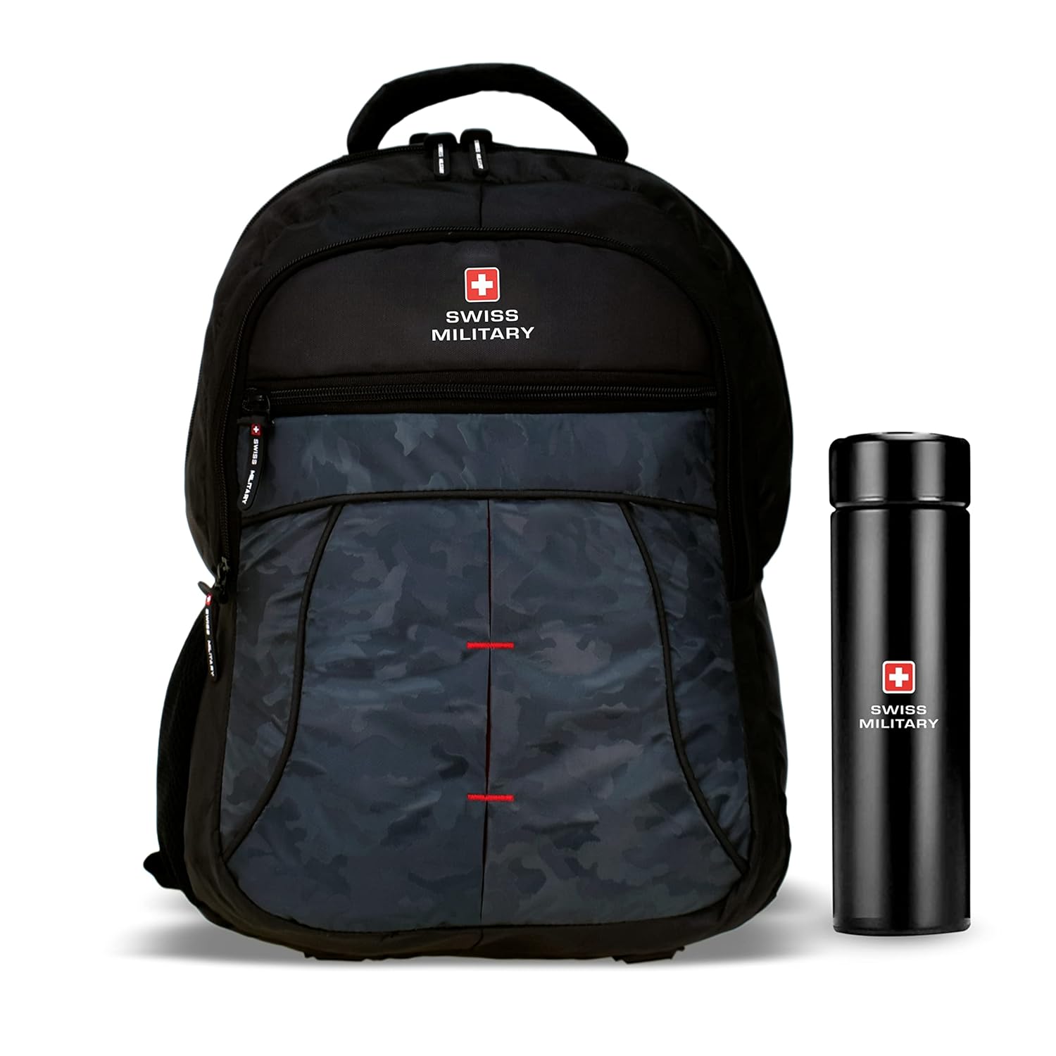 Buy Swiss Military Combo Pack of Black Camouflage Laptop Backpack and