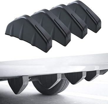 x xotic tech 4pcs Car Rear Lower Bumper Wing Lip Diffuser Splitter Spoiler Shark Fins Universal FitMatte Black