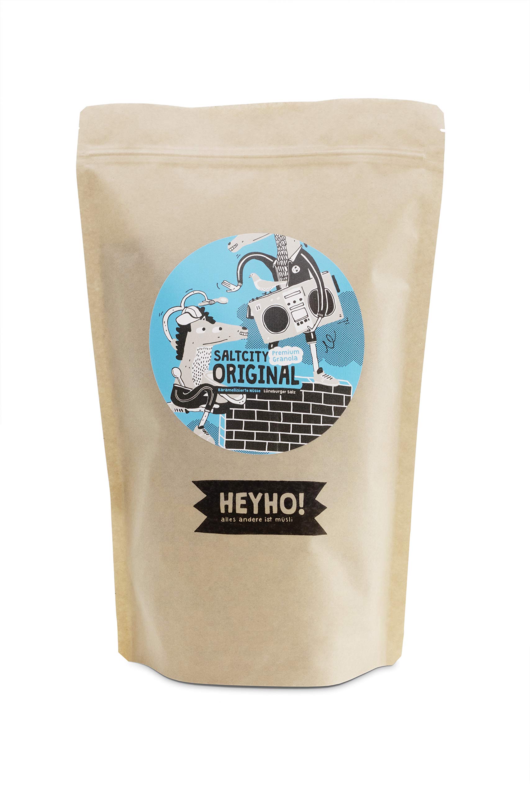 HEYHO Granola – gebackenes-bio Hafermüsli mit Salz Karamell und Nuss (6 x 320 g) Knuspermüsli ohne Industriezucker, handgemacht aus Lüneburg (1 kg (2er Set), Salz-Karamell-Nuss)