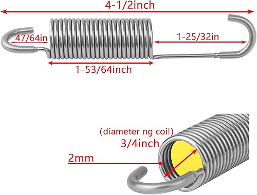 Miniatura 2 de GNPADR Muelle de tensión de repuesto para sofá reclinable de 4-12 pulgadas, estilo de gancho de cuello largo