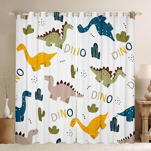 Feelyou Cute Dinosaur Curtains for Bedroom Living Room 38" x 54"