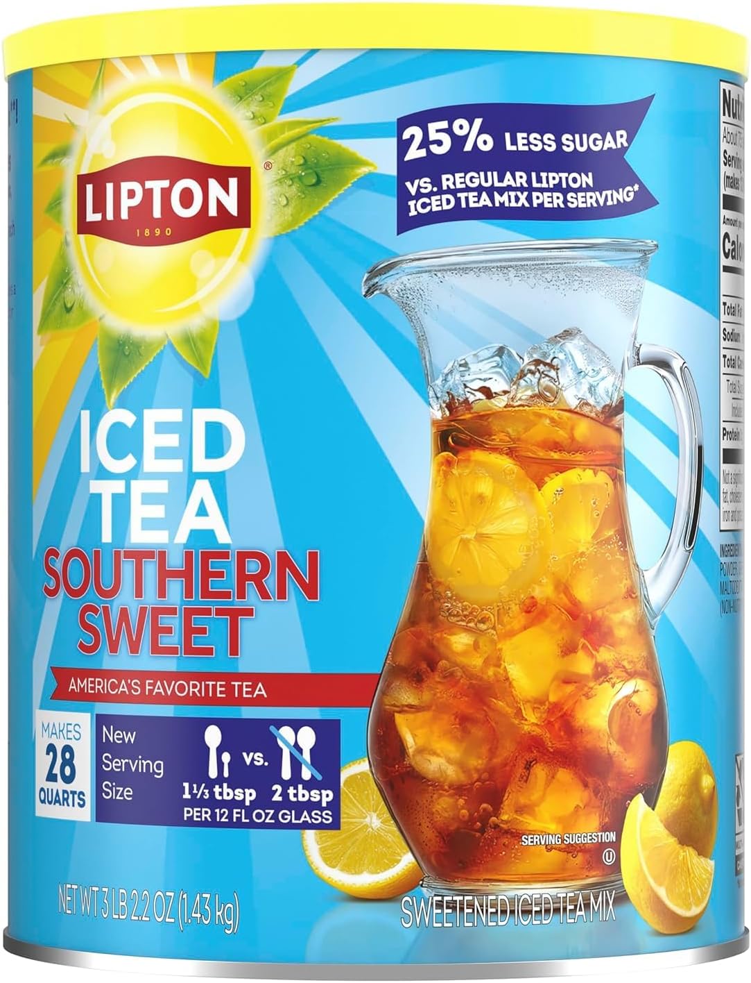 Iced Tea Mix, Reduced Sugar, Southernn Sweet Tea, Makes 28 Quarts, 2.2 Ounce(Pack of 1)