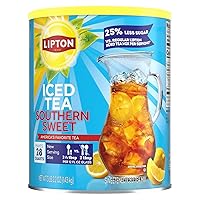 Vista 1 de Lipton Mezcla de té helado, sin azúcar, té dulce sureño, hace 28 cuartos de galón, 8.1 onzas (paquete de 1)