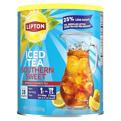Lipton Mezcla de té helado, sin azúcar, té dulce sureño, hace 28 cuartos de galón, 8.1 onzas (paquete de 1)