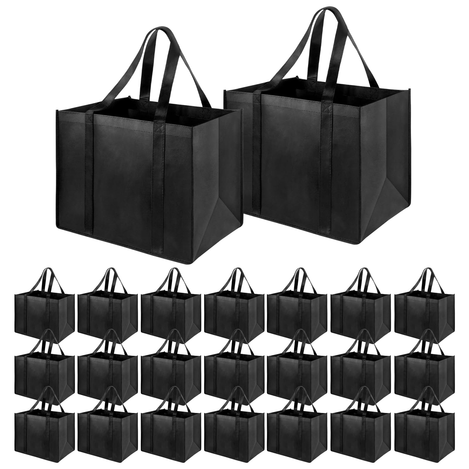 LadyRosian 24 Pack Reusable Grocery Bags Heavy Duty Tote Bags with Reinforced Handles Large Foldable Shopping Bags for Kitchen, Cloth, Food