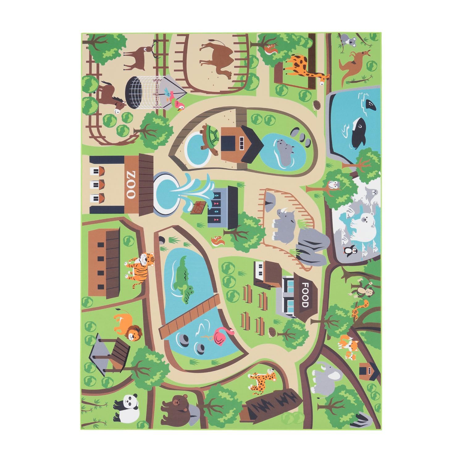 TT Home Kinder-Teppich, Spiel-Teppich Für Kinderzimmer, Zoo Mit Tiger, Bär, Bunt, Größe:240x340 cm