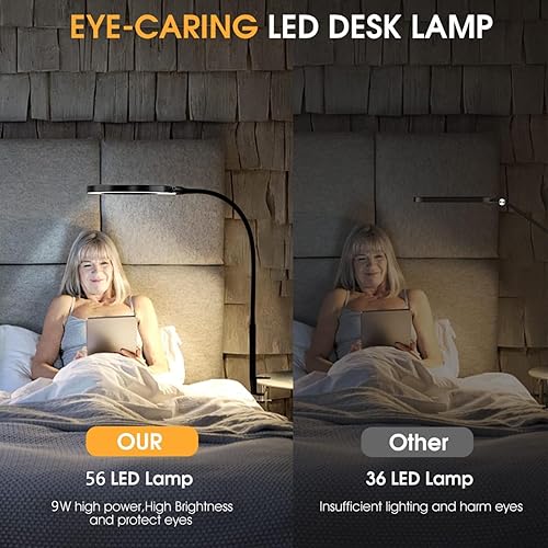 Miniatura 6 de HITTI - Lupa 10X con luz y abrazadera, 3 modos de color, lámpara de aumento iluminada regulable sin escalones, lupa LED de cuello de cisne flexible