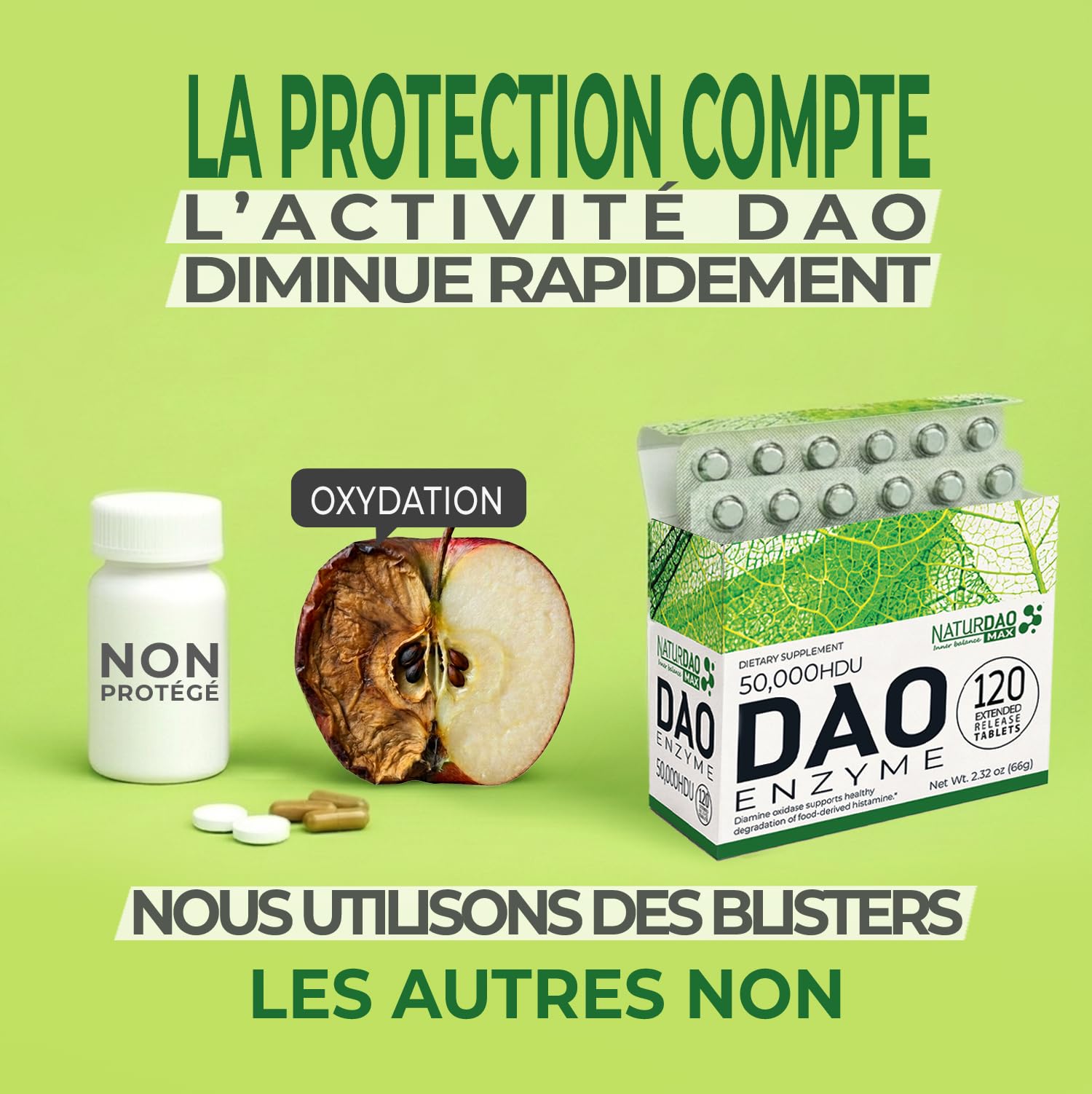 MAX complément d’enzyme DAO - 120 comprimés – dosage ajustable, libération prolongée