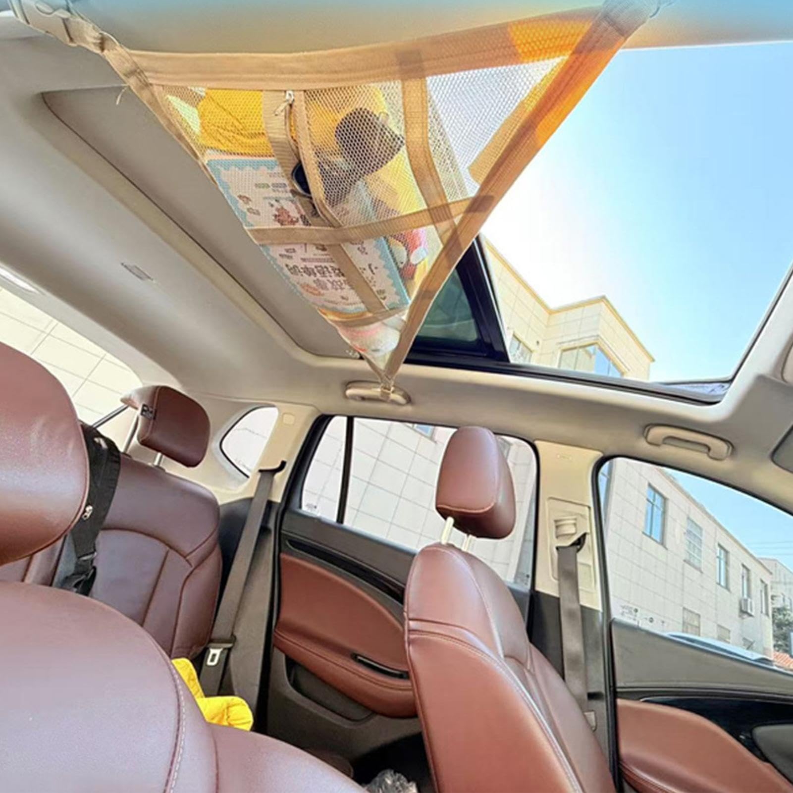 Rete Cargo Da Soffitto Per Auto, Triangolare, Con Tasca A Rete, A Doppio Strato, Per Tettuccio Auto, Con Tasca Con Cerniera, Per SUV, Viaggi Su