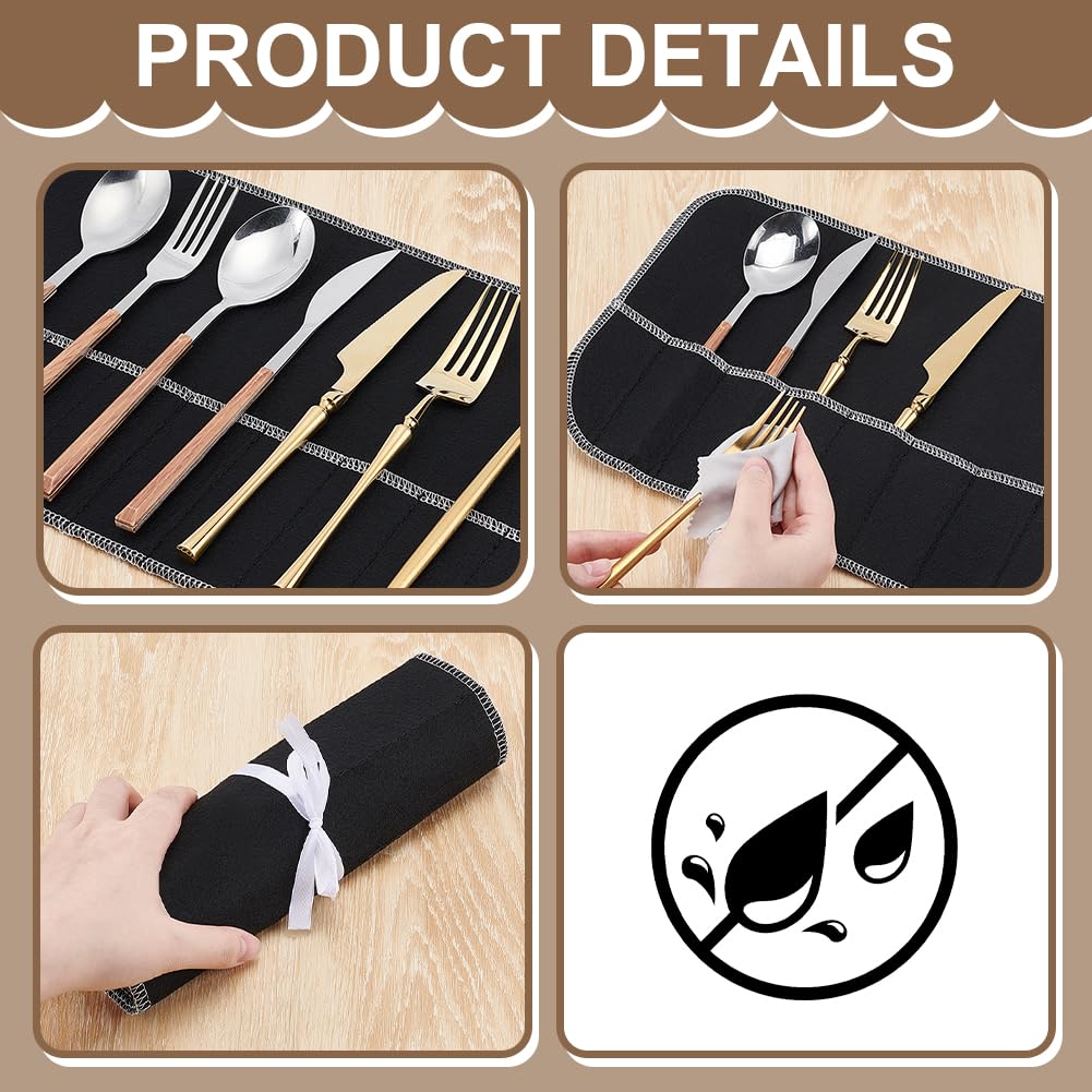 arricraft 15 Stück Anlaufschutz Aufbewahrungsbeutel Für Silber Besteck Organizer Aus Filz Mit Weißem Band Für alle Küchenbesteck Utensilien Und Teelöffel (9.52x19.68(5) cm)