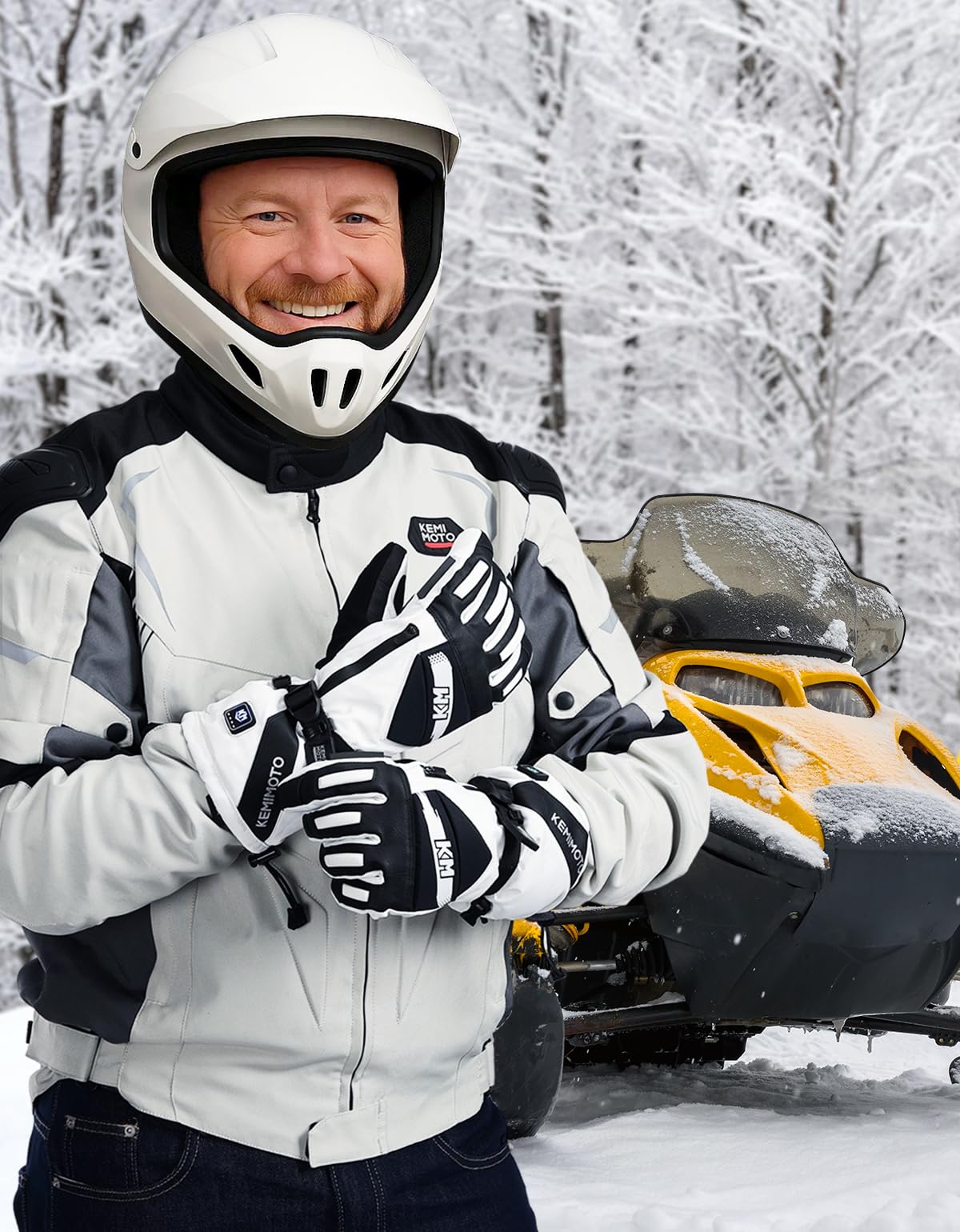 KEMIMOTO Guantes Moto Calefactables, Retención de Calor Desde -20℃ a -5℃, con Protección de Almohadilla EVA, 3 Niveles de Calefacción y 2500mAH, Esquí, Patinaje Actividades de Invierno