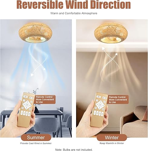 Miniatura 6 de OUKANING Lámpara de techo de ratán de mimbre, lámpara de techo de granja, lámpara de araña de ratán tejido vintage para bar, hotel, isla de cocina,