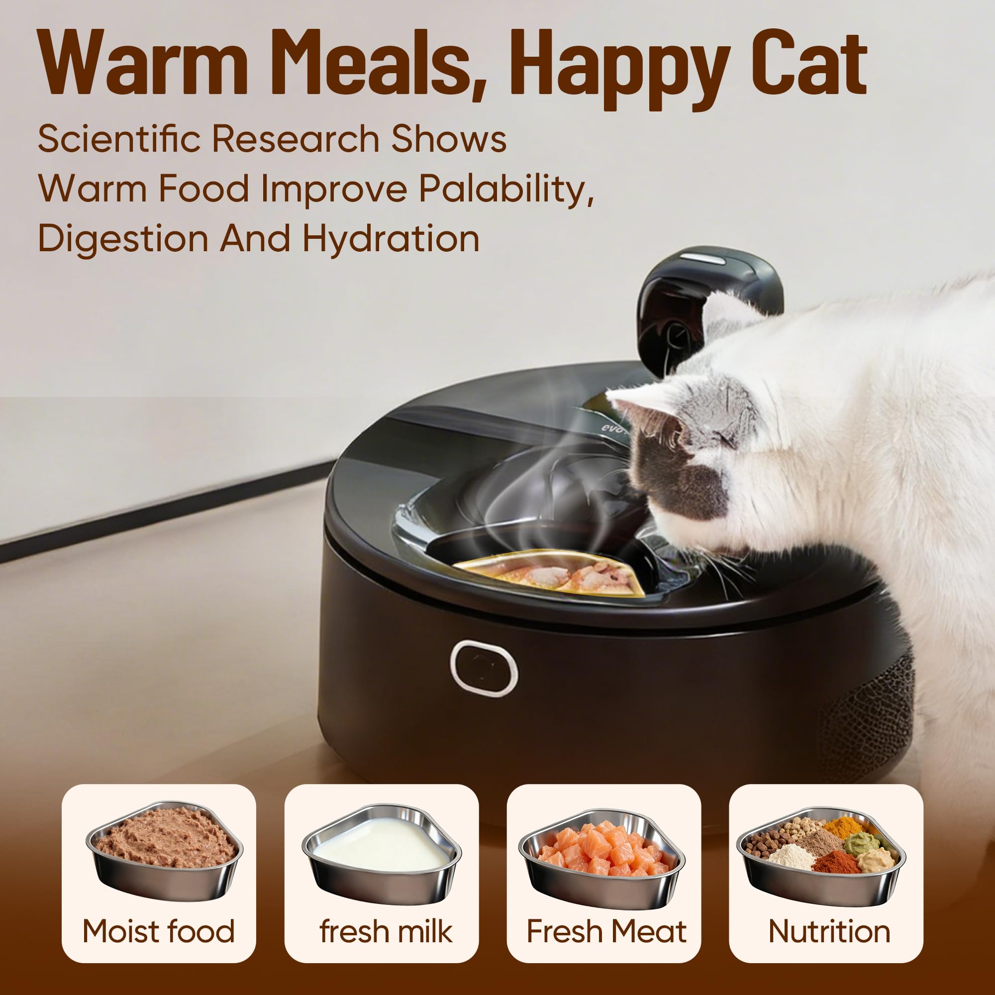 Wet Food Automatic Cat Feeder with Camera, Semiconductor Cooling & Heating with Stainless Steel Bowl, APP Control with Camera & Meal Call, 5 Fresh Meals Pet Food Dispenser (White) - image 3
