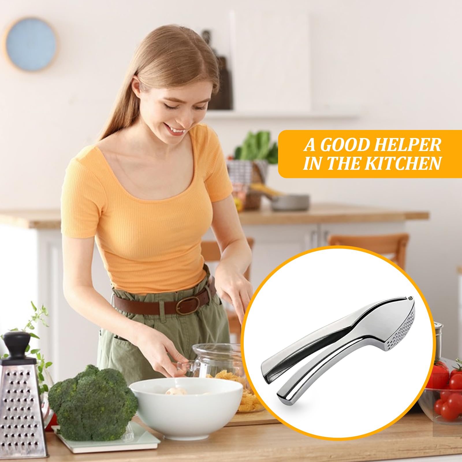 Presse Ail, Presse Ail Manuel, Selon Gingembre Professionnel, Alliage de Zinc, Pratique Ustensiles de Cuisine, Passe au Lave Vaisselle, Convient pour L'ail et le Gingembre