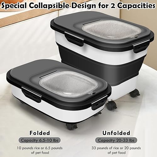 Miniatura 4 de SSAWcasa Recipiente de almacenamiento de arroz, 20 a 30 libras, hermético, recipientes grandes de almacenamiento de alimentos con ruedas, cuchara y