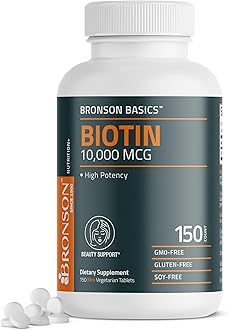 Bronson Biotin 10,000mcg, Supports Healthy Hair, Skin and Nails, Vegetarian, Non-GMO, 150 Tablets