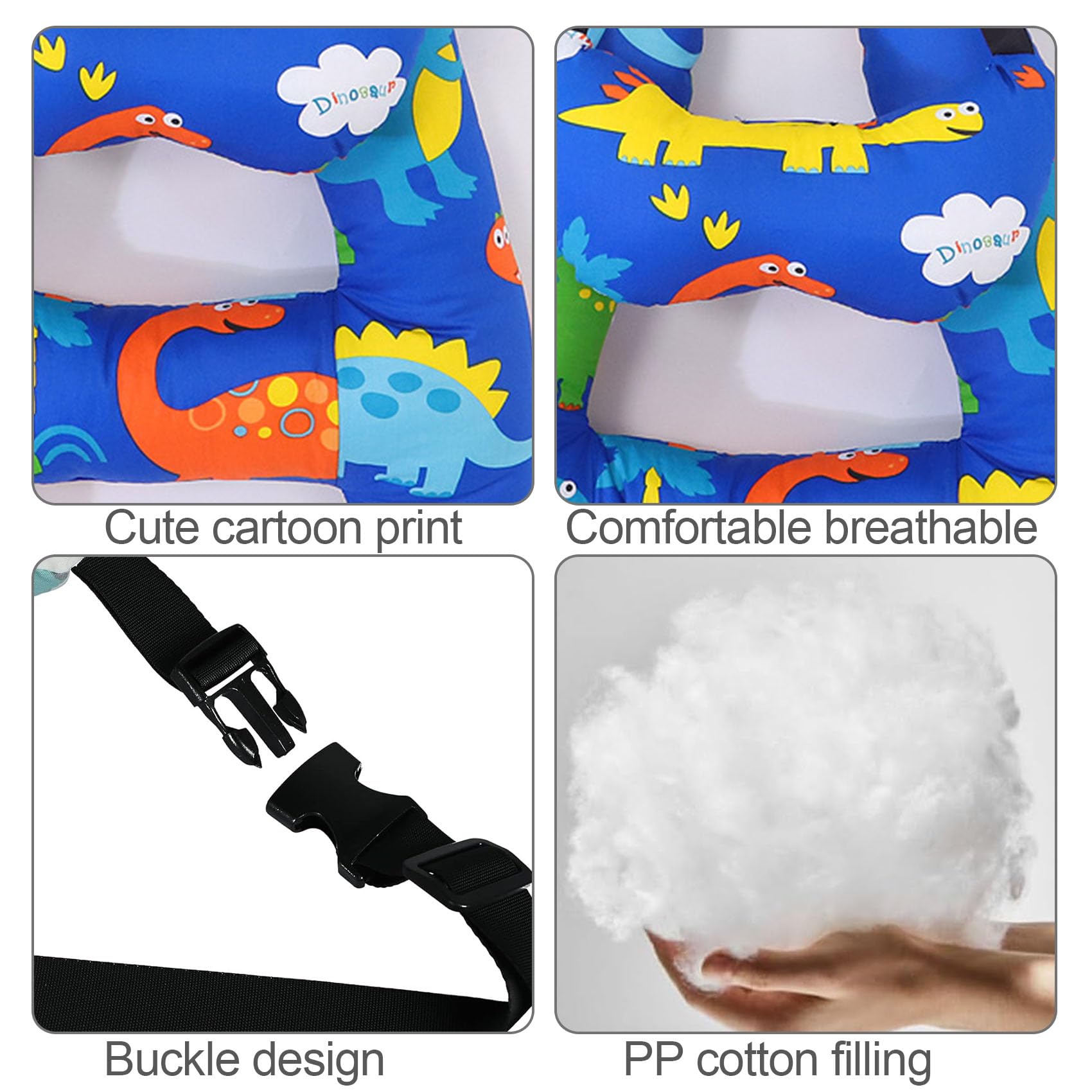 Oreillers de Voiture en Forme de H pour Enfants, Sangle de Ceinture de sécurité, Soutien de la tête et du Cou, Confort de Voyage, Coussin d'appui-tête pour garçons et Filles,A-70 * 55CM