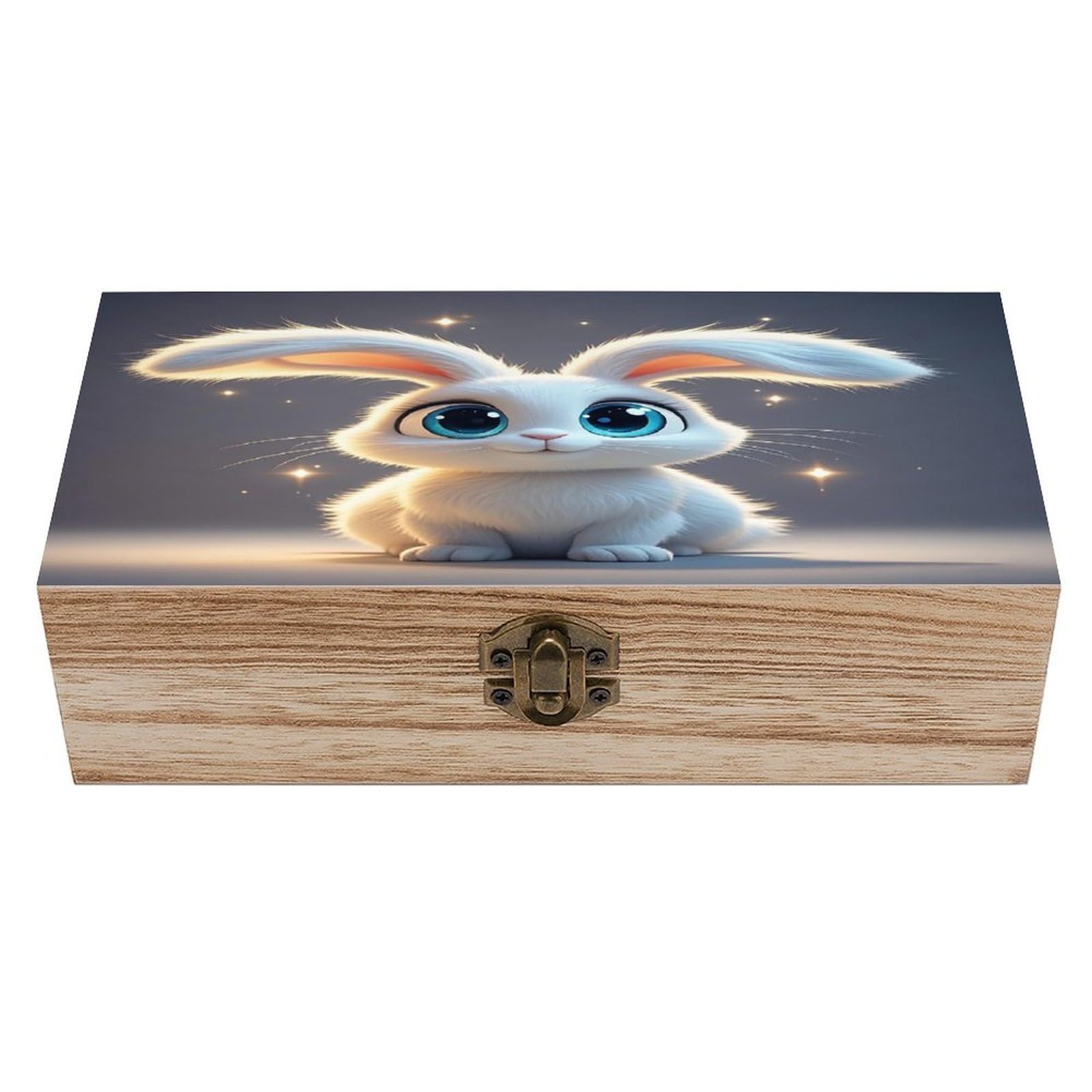 FekiLoot Cute Cartoon Rabbit Wooden Storage Box Exquisite Wood Keepsake Box Vintage Wooden Gift Jewelry Case for Crafts And Photo Storage Boxes