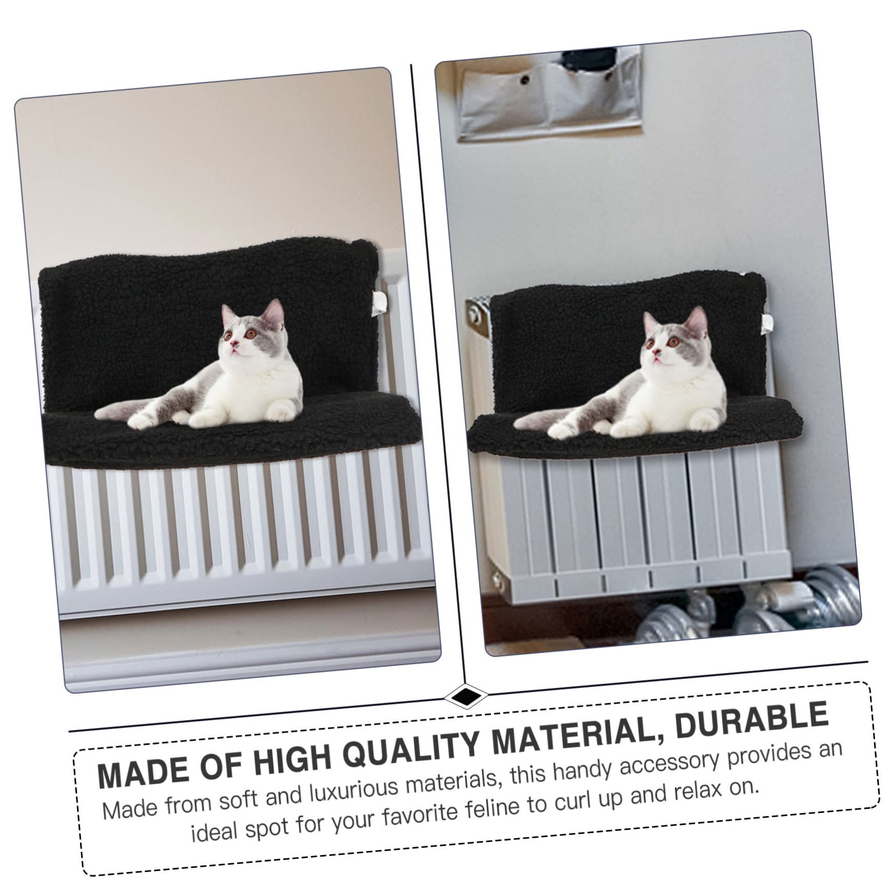 Housoutil Lit de Radiateur pour Chat Noir, Hamac en Polaire, Ambiance Noël