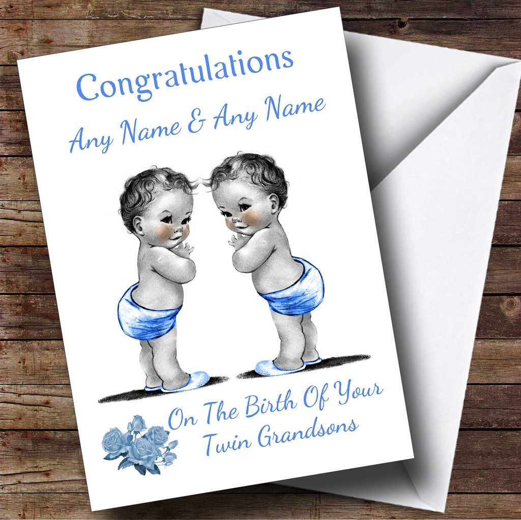 Cute You Have New Twin Grandsons Baby Boys Personalised New Baby Card | New Baby Card | New Arrival
