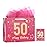 Powbrace 13 Pink 50th Birthday Gift Bag with Tissue Paper and Greeting Card for Party,Happy Birthday Gift Bag for Men Women,Gift Bags Medium size(1 Pink 50th)
