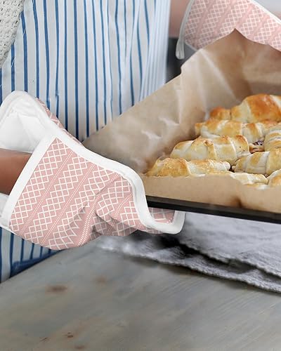 Miniatura 6 de Contemporary Geometry 2Pcs Pot Holders for Kitchen,Non Slip & Heat Insulation Terry Cloth Potholder Set with Pocket,Thick Hot Pad Oven Mitts Trivet