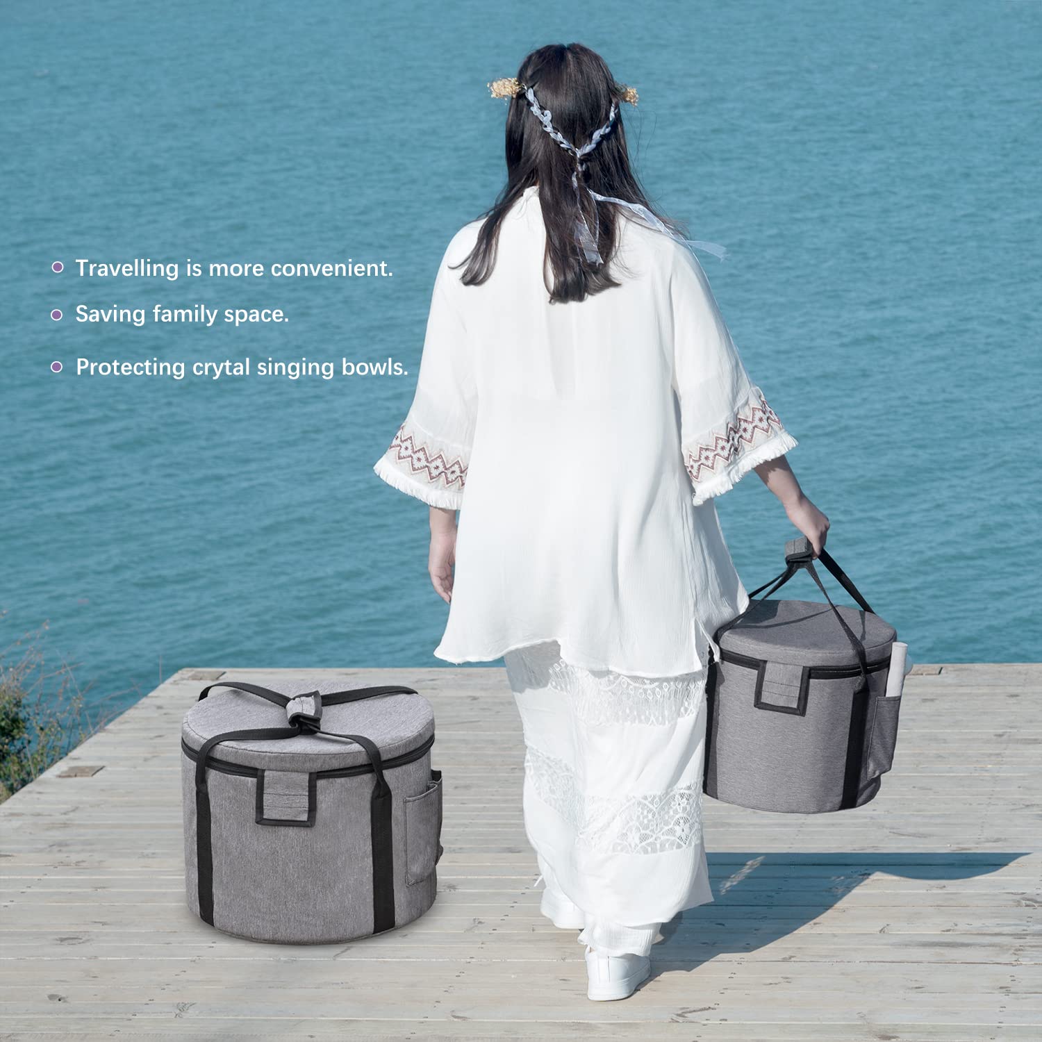 CVNC, Set di 7 campane tibetane a 432 Hz, in cristallo di quarzo satinato da 15 cm a 30 cm, per terapia del suono e meditazione terapeutica, con 2 custodie in omaggio
