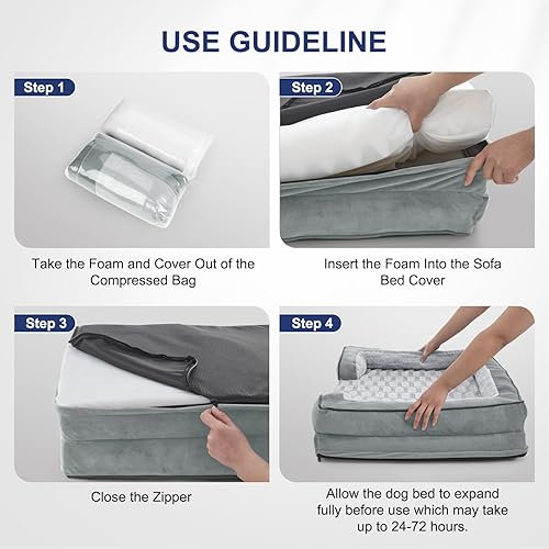 Vista 50 de FURTIME Cama ortopédica para perros pequeños, sofá cama lavable para perros pequeños, sofá cama de espuma de apoyo para mascotas con funda extraíble