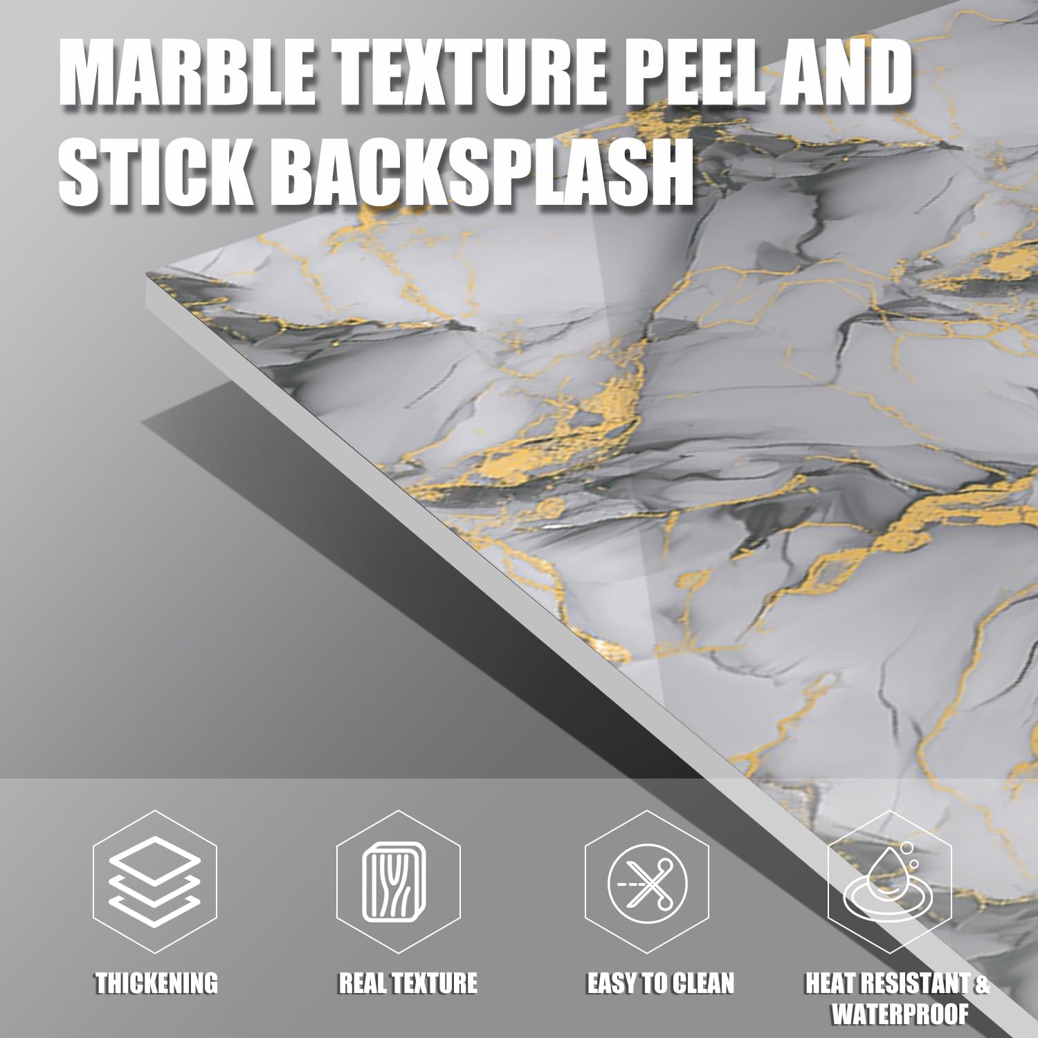 20 sztuk marmurowych backsplash do odklejania i naklejania, wodoodporne, 59,9 x 30 cm, panele ścienne PCW, marmurowe płytki piankowe PCW, tylna strona kleju natryskowego na płytkach (nie prawdziwe