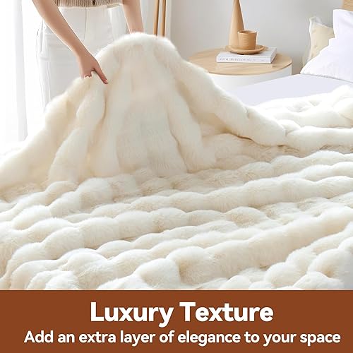 Miniatura 6 de Manta mullida de piel sintética para sofá, manta de felpa ultrasuave con burbujas, regalo perfecto de Navidad y cumpleaños para mujeres y madres,