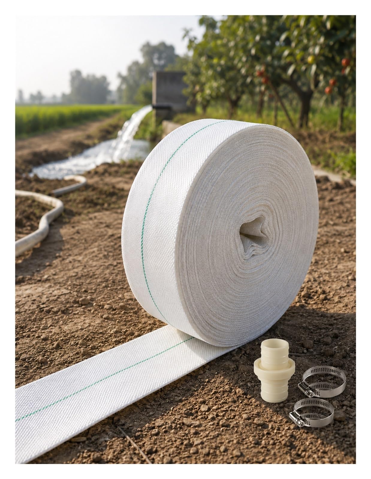 Manguera contra incendios plana, manguera ignífuga para agua, tubo flexible de descarga, línea de impulsión para bomba, riego, drenaje y transferencia de agua(4 in,30 meters)