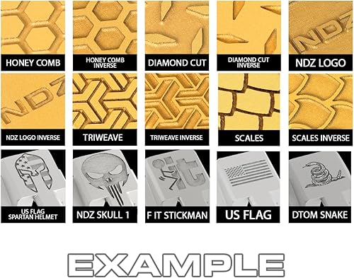 Miniatura 3 de NDZ Performance Placa trasera para Glock 43 43 x 48 0.354 in de aluminio anodizado grabado láser en negro  elige color y diseño de grabado profundo