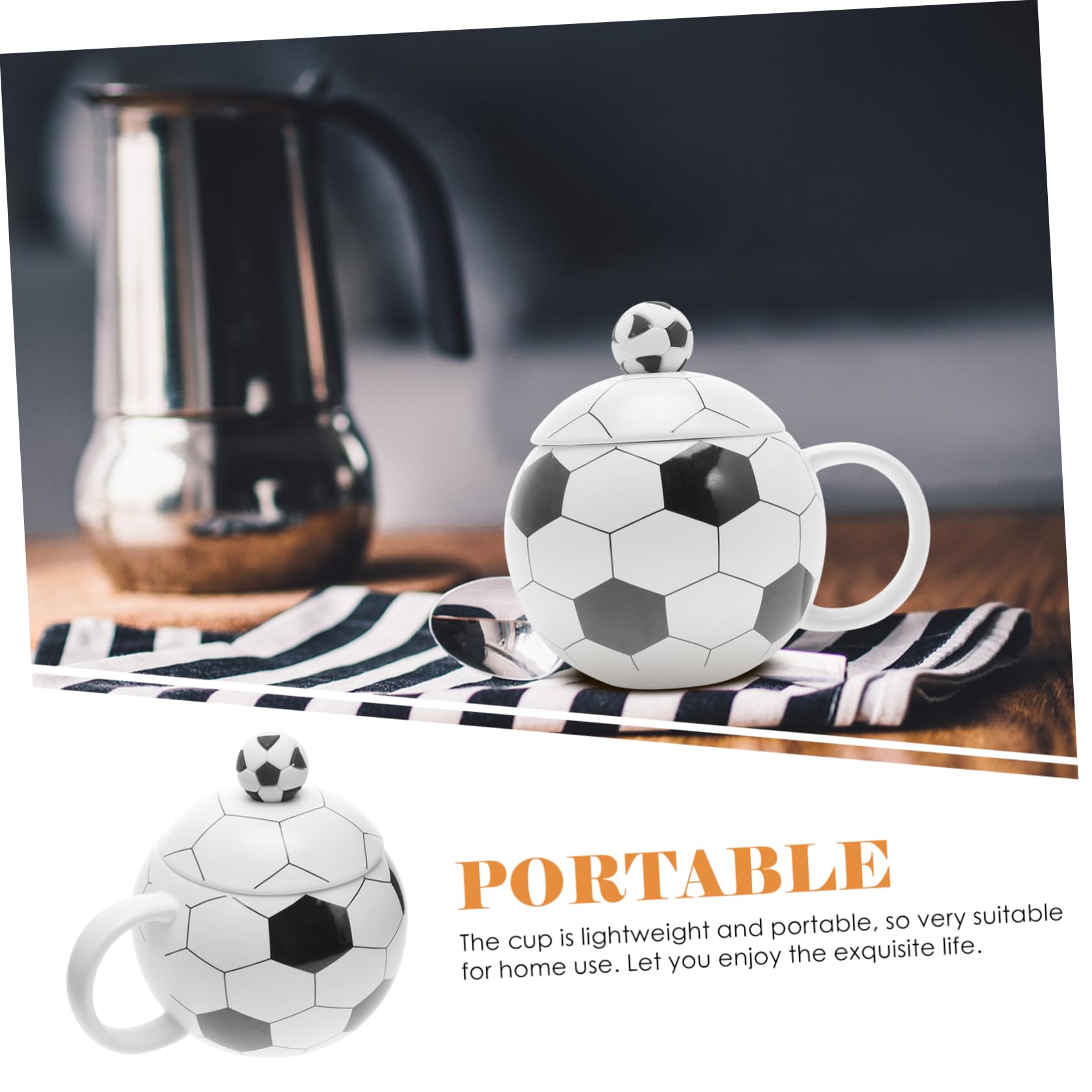 Didiseaon 1set Tazza Da Caffè Ceramica Tema Calcio Con Cucchiaio Di Stile Elegante e Dettagli Curati Per Tè Latte e Bevande Perfetta Per Appassionati Di Sport e Regali Unici