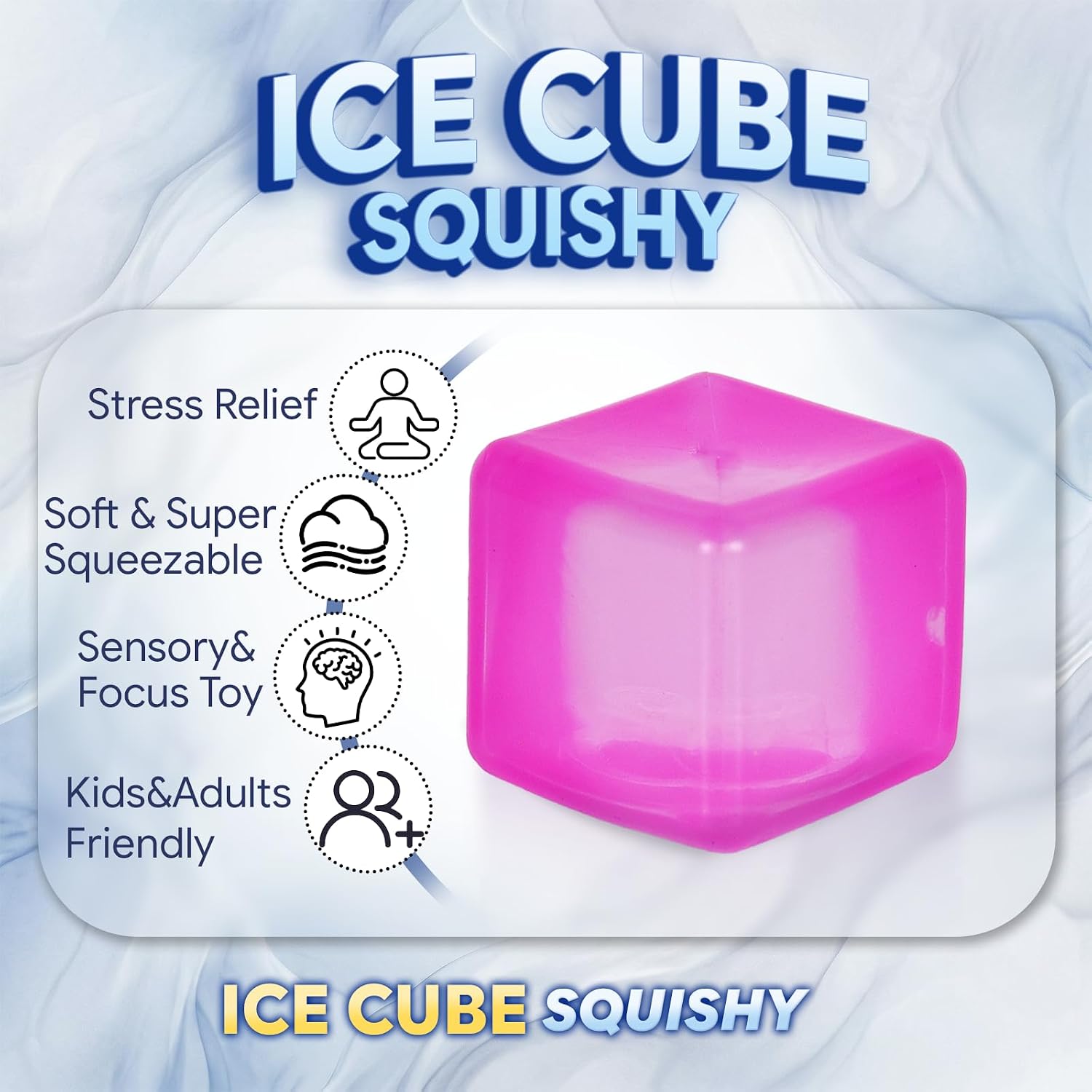 1.97 Inches 5cm Stress Cube for Adults and Kids, Standard Size Squishy Cube, Slow Rise Sensory Fidget Toy for Focus and Relaxation, Hand Squeeze Toy for Daily Use Ages 3+ (Purple)